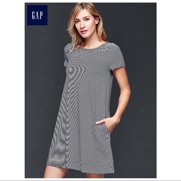 GAP Dresses & Skirts - GAP t-shirt dress, black and grey striped, L